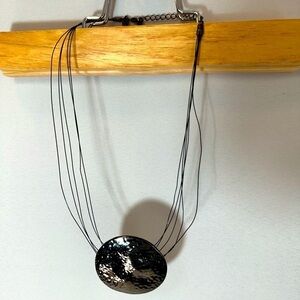 NY Womens Metal Disc Wired Statement Bib Necklace Grunge Gothic Dark Romance